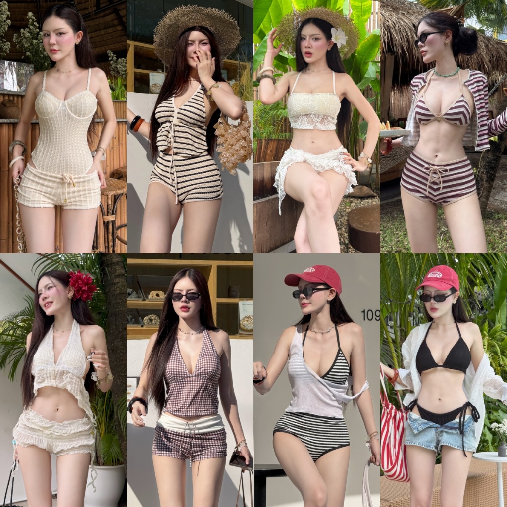 ชุดไปทะเล   bikini  ลูกไม้ ลายจุด ลายทาง สไตล์เรโทรเก๋ไก๋ เซ็กซี่   ทูพีช   ชุดว่ายน้ำ  หลากหลายสไตล์    ส่งไวจากไทย
