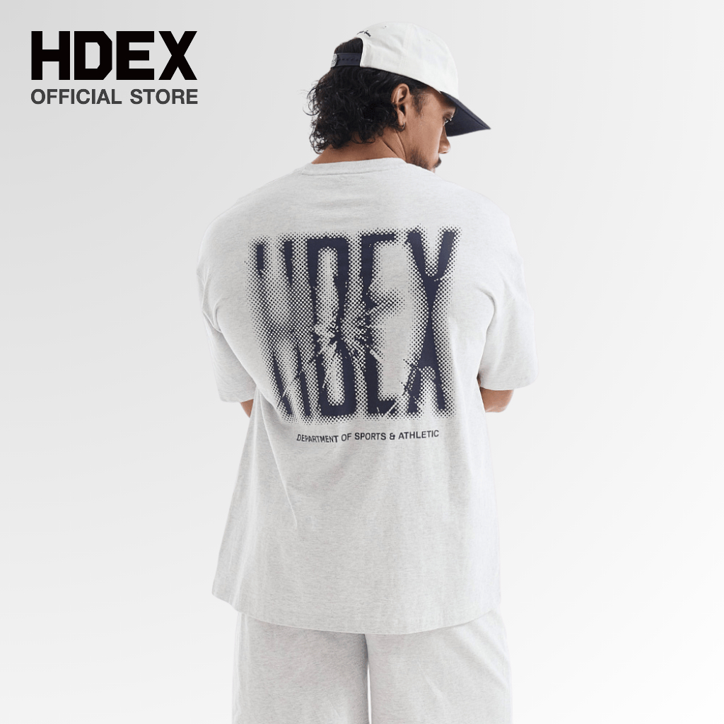 HDEX Crack Printed Short Sleeve Melange White เสื้อแขนสั้นลาย Crack Print สีขาวเมลานจ์