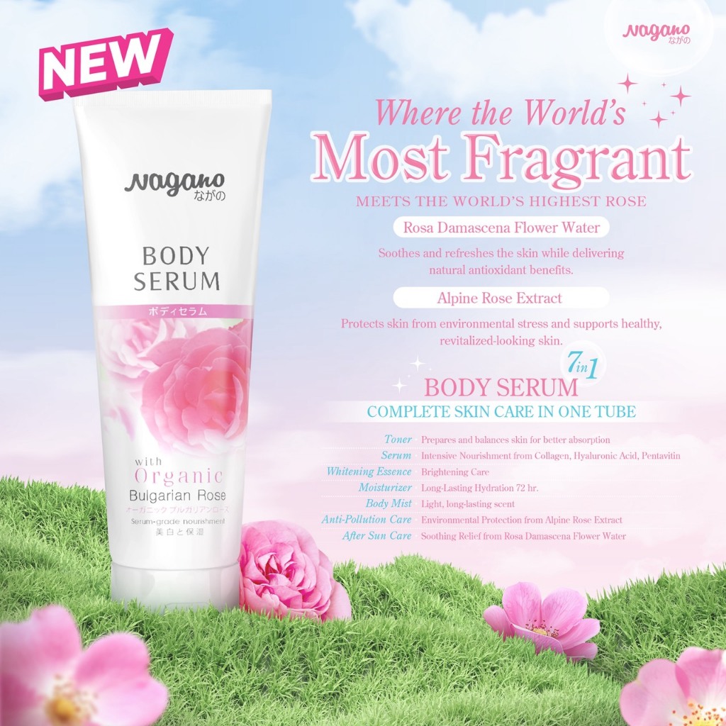 NAGANO | BODY SERUM บอดี้ เซรั่ม มีส่วนผลมจาก Bulgarian Rose