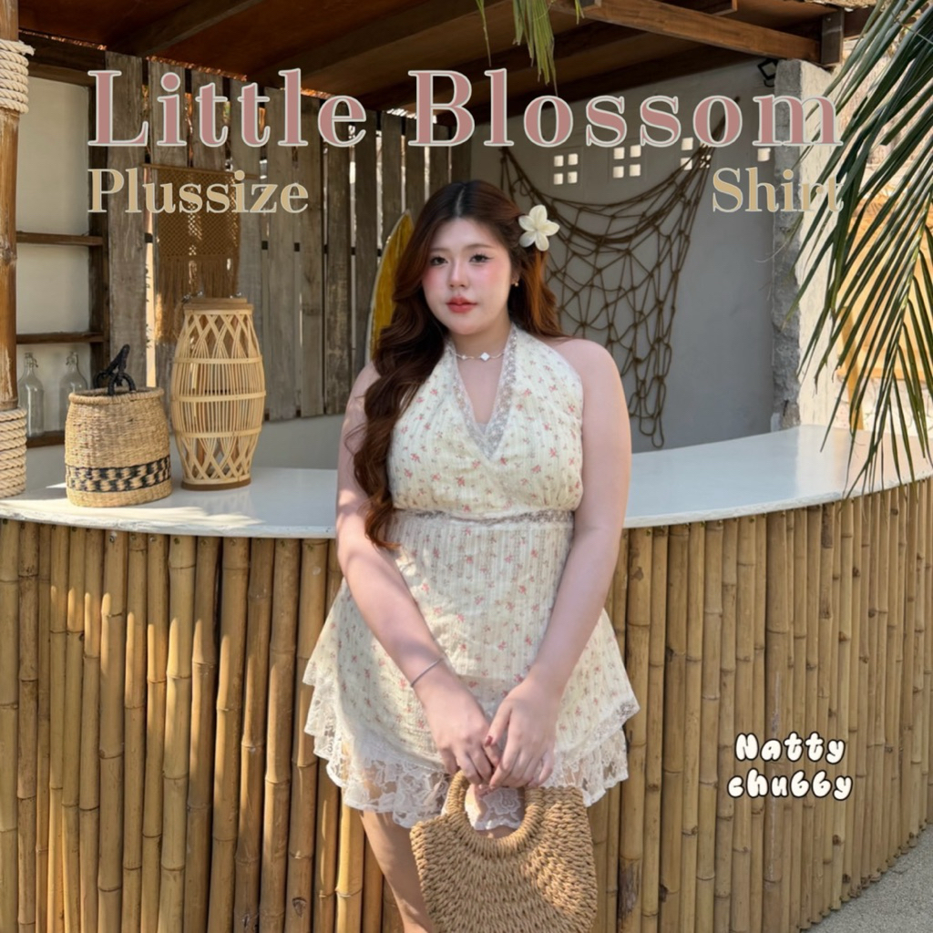 🧸𝐂𝐡𝐮𝐛𝐛𝐲𝐋𝐚𝐧𝐝.(อก38-50)🌷Little Blossom Shirt🌷เสื้อเกาะอก เสื้อคล้องคอ ไซส์ใหญ่ สำหรับสาวอวบ #Sh421