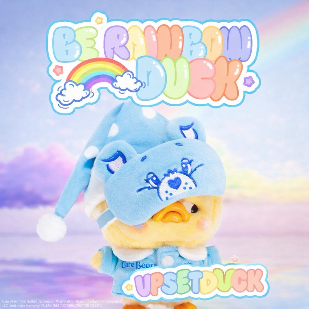 [1จุ่ม] Upsetduck x Care Bears Be Rainbow Duck Plush Keychain - เป็ดแคร์แบร์ตัวกวน ของแท้ 100%