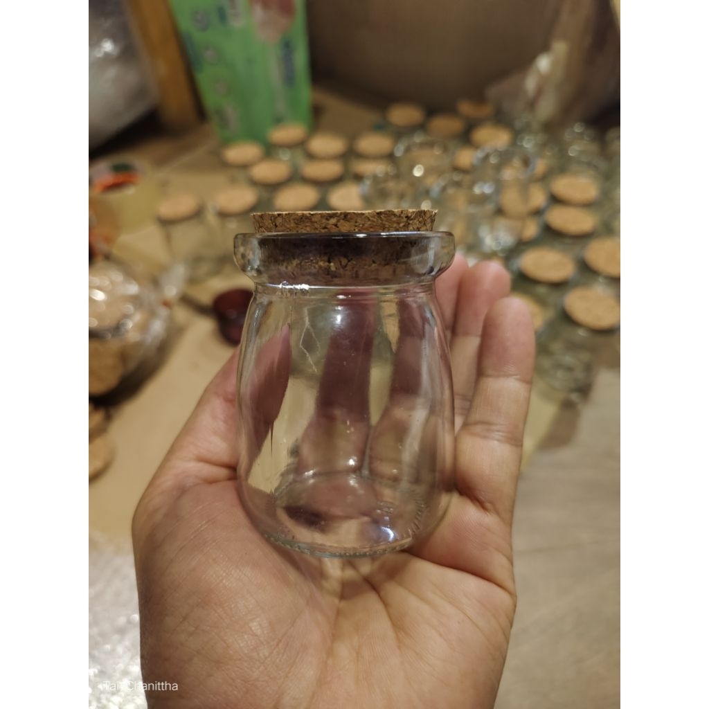 ขวดพุดดิ้ง ขวดแก้วฝาจุกไม้ ขวดแยม ขนาด  100 ml ชุด 5 ขวด 10 ขวด