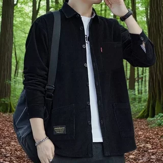 ส่งจากไทย✨เสื้อแจ็คเก็ตผู้ชาย เสื้อเชิ้ตแขนยาวลําลอง ทรงหลวม ผ้าลูกฟูก สไตล์เกาหลี ไซซ์ M-3XL #N2036