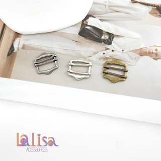 ตัวเลื่อนสายโลหะ ทรงวินเทจ ขอบหยัก 2 แกน แข็งแรงพรีเมียม 20mm/25mm/30mm alloy buckleWX2841
