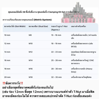 ชุดแคลมป์มิลลิ่ง Clamping Kit M12,M16 ชุดจับชิ้นงาน 58 ชิ้น
