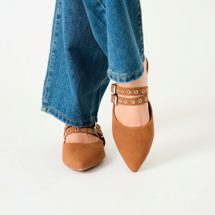 Mellowco Ivy Sleek รองเท้าเปิดส้นหัวแหลมหนัง Suede M7-5029