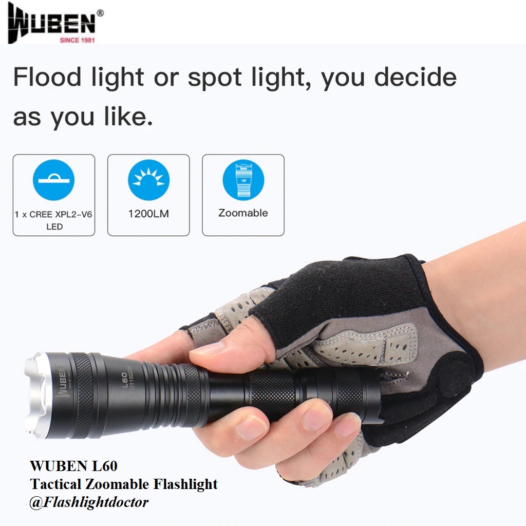 ไฟฉายปรับซูมได้  WUBEN L60 Tactical Zoomable Flashlight