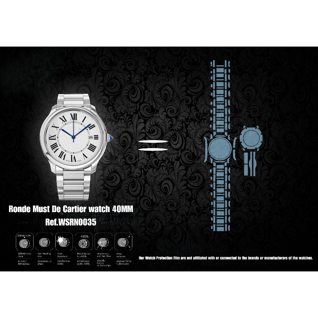 ฟิล์มป้องกันรอยนาฬิกา Watch Protection Film for Cartier Ronde Must De Cartier watch 40MM Ref.WSRN003