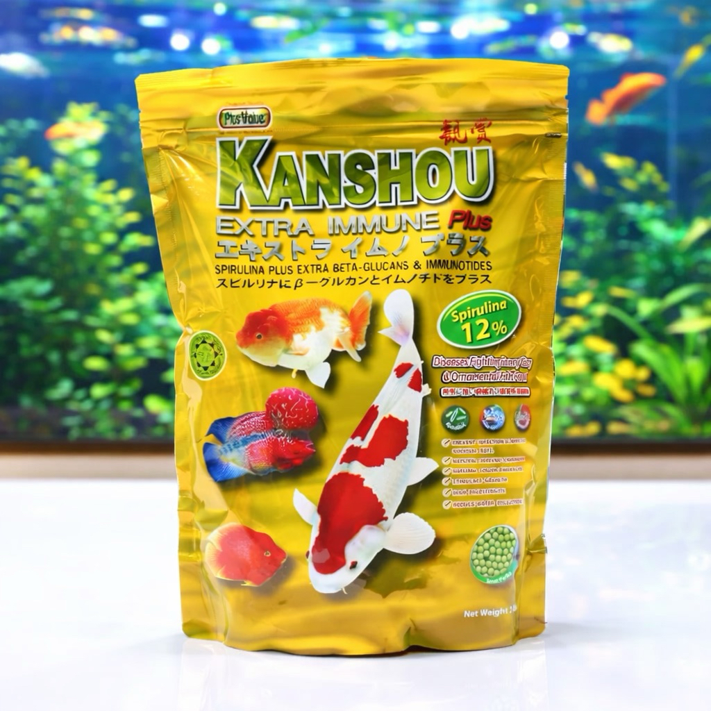 อาหารปลาคันโช สีทอง สูตรผสมสาหร่าย12% เร่งสีพิเศษ ปลาสมส่วน แข็งแรง ท้องไม่อืด 2ปอนด์