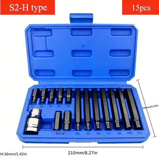 ชุดประแจ หกเหลี่ยม หัวดาว ชุดบล็อก บล็อกH บล็อกT 15PCS
