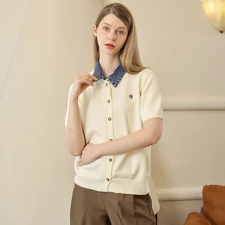 เสื้อไหมพรมคอปกยีนส์ รุ่น Jasmine Jean (A88)