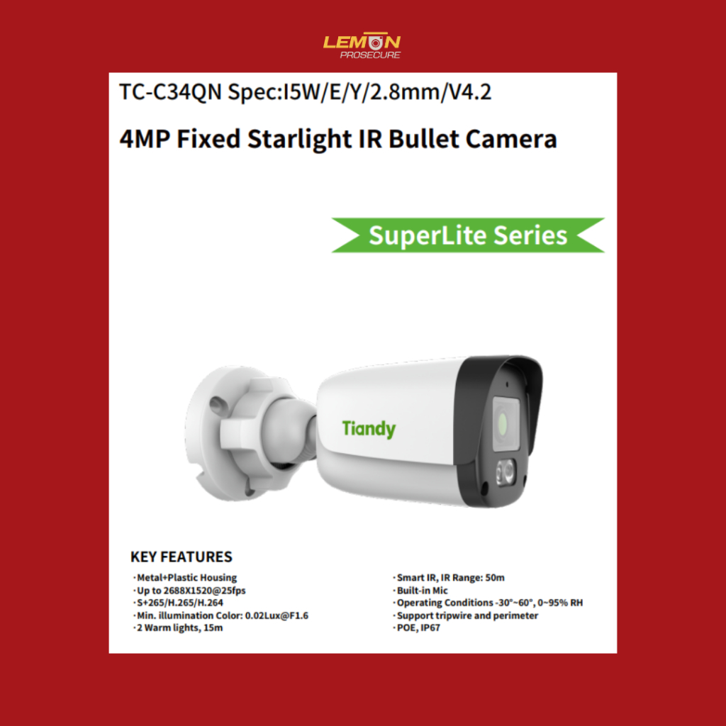 TIANDY TC-C34QN Spec:I5W/E/Y/2.8mm/V4.2 กล้องวงจรปิด รูปที่ 2