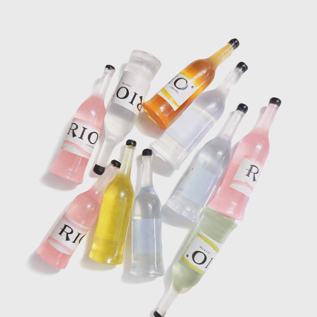 ่่j077 ขวดเครื่องดื่มคอกเทลของจิ๋วจำลองแพ็คละ 10 ชิ้น