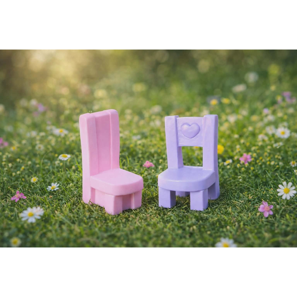 j085 เก้าอี้มีพนักพิงงานจิ๋วของเล่นจำลอง สีม่วง ชมพู แพ็คละ 5 ่ชิ้น