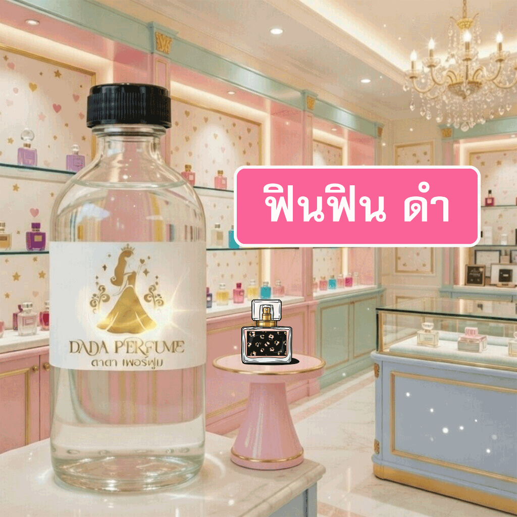 กลิ่น ฟินฟิน-ดำ น้ำหอมพร้อมใช้ ปริมาณ 125 ml. แถมฟรีขวดสเปร์ย 10 ml. 1 ขวด ซื่อ 10 ฟรี 1 ขวด