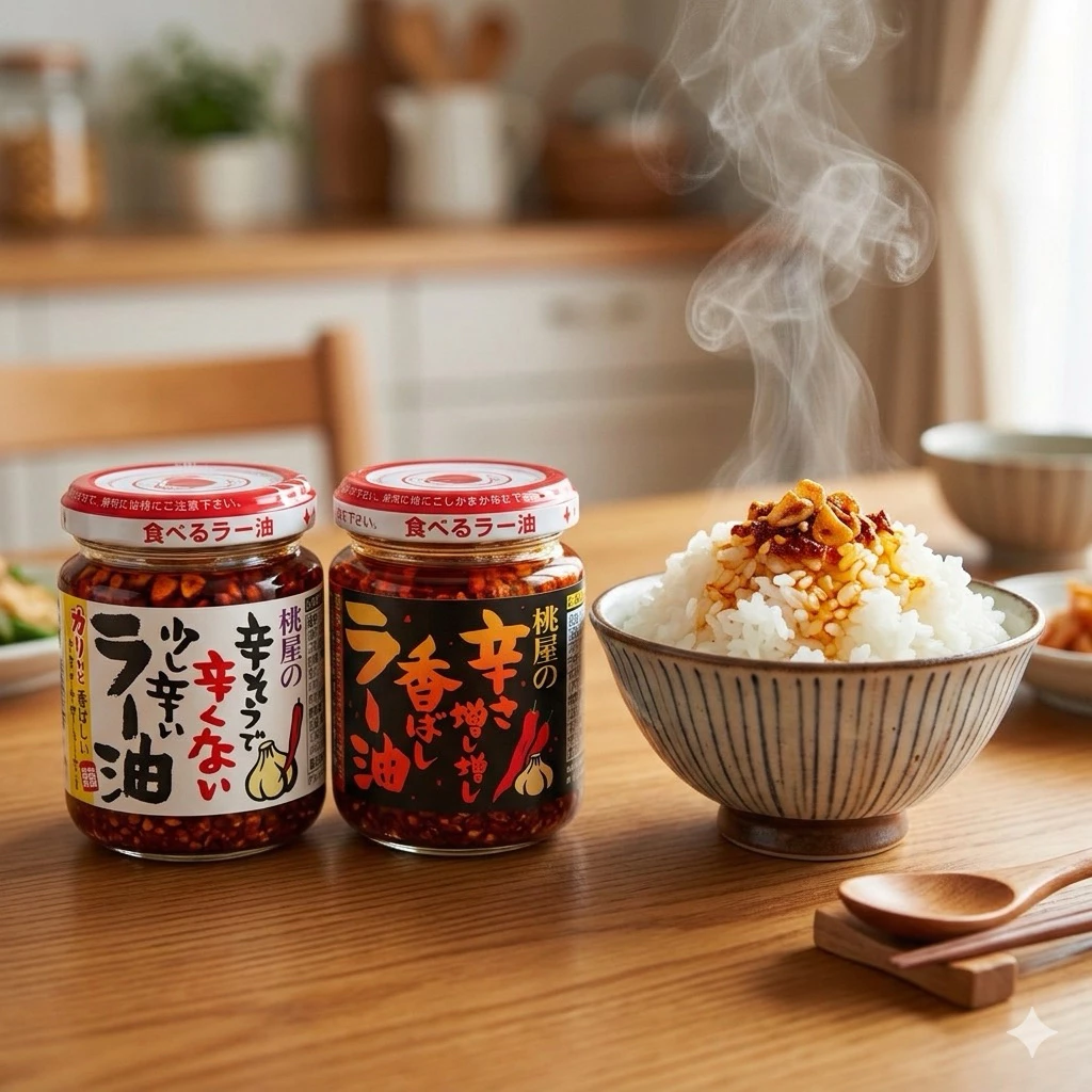พร้อมส่งในไทย Momoya Mildly Spicy Chili Oil น้ำมันพริกเผาใส่กระเทียมจากญี่ปุ่น