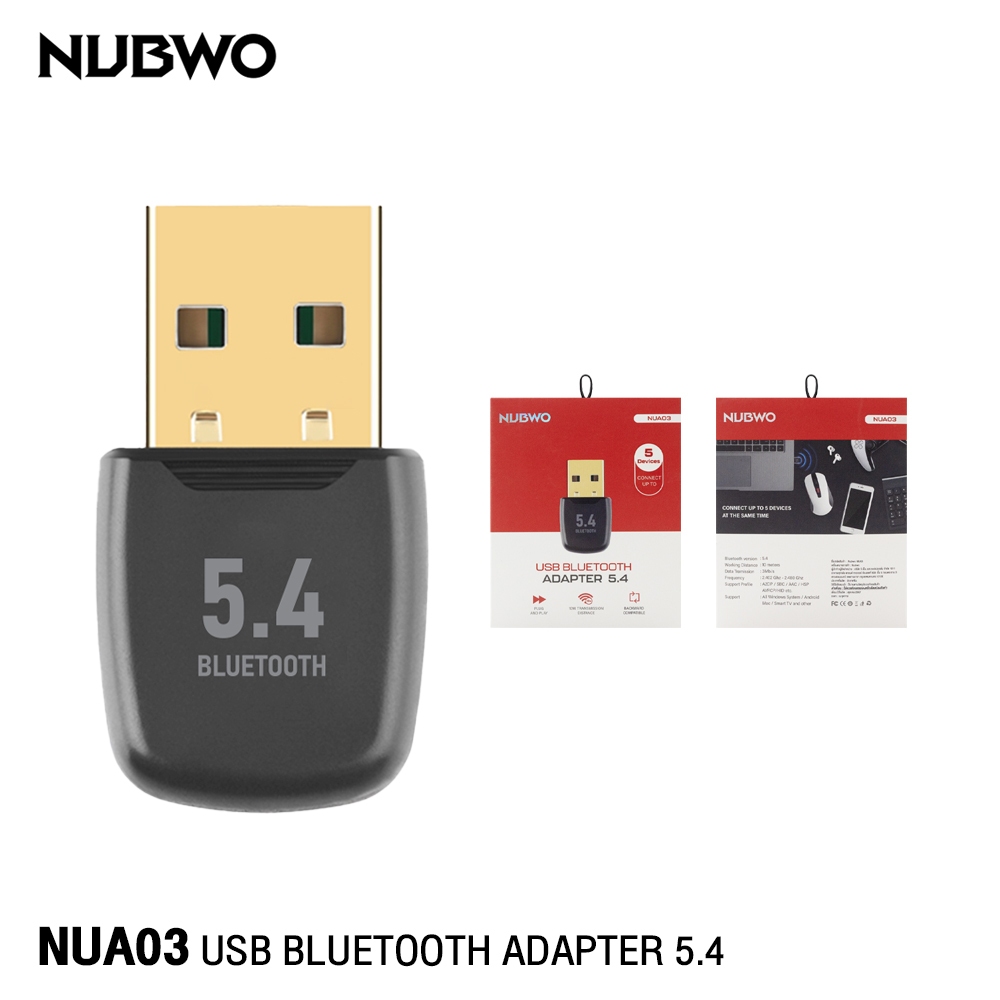 NUBWO (NUA03) USB Bluetooth 5.4Ghz อุปกรณ์รับสัญญาณบลูทูธ 5.4 รับสัญญาณในระยะ 10 เมตร
