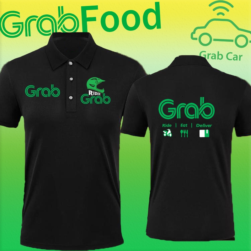 เสื้อโปโลแฟชั่น เสื้อแก๊ป แกรปฟู้ด มี สกรีนลาย Grab เสื้อโปโล ไรเดอร์ พนักงาน ผ้า COTTON ความสะดวกสบายในการสวมใส่