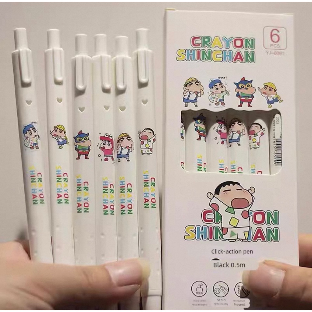 (พร้อมส่งจากไทย🇹🇭) ปากกาลายการ์ตูน ชินจัง สุดน่ารัก (1 กล่องมีปากกา 6 แท่ง) หมึกดำ