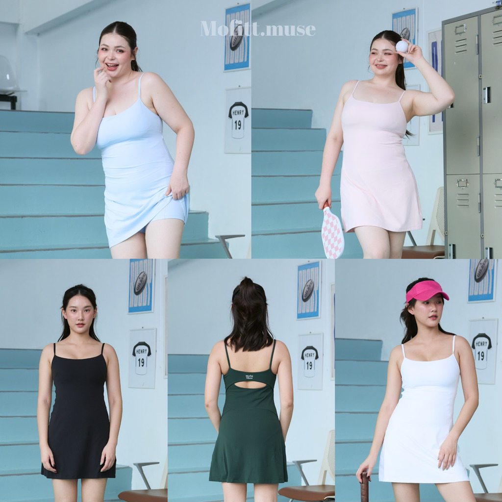 Mofitt.muse|CourtMuse Dress เดรสสายเดี่ยวเทนนิส สปอร์ตเดรสออกกำลังกาย โยคะ พิลาทิส ตีกอล์ฟ ผ้ายืดใส่สบาย