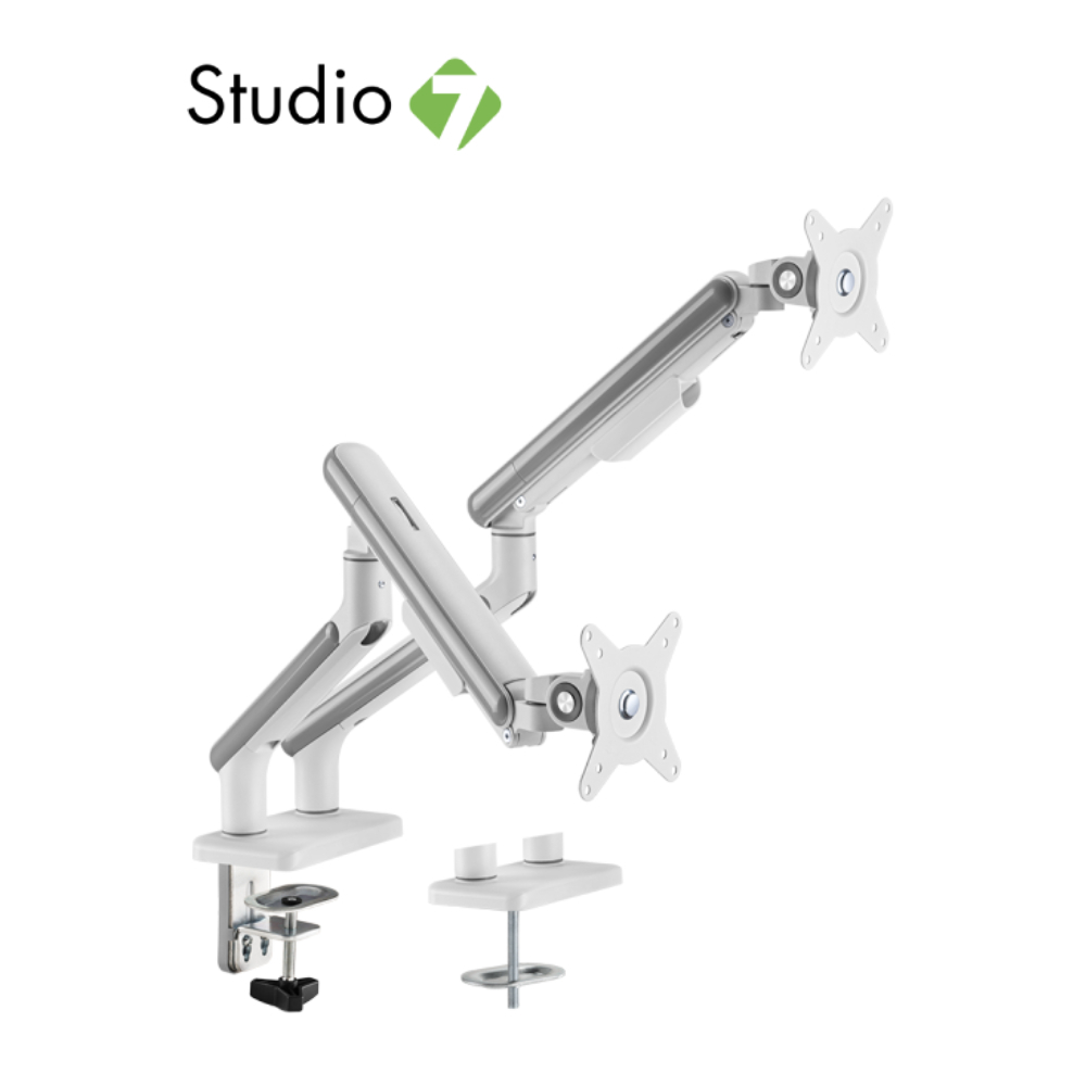 แขนจับจอมอนิเตอร์ Brateck Dual Monitor Arm (LDT68-C024) White by Studio7