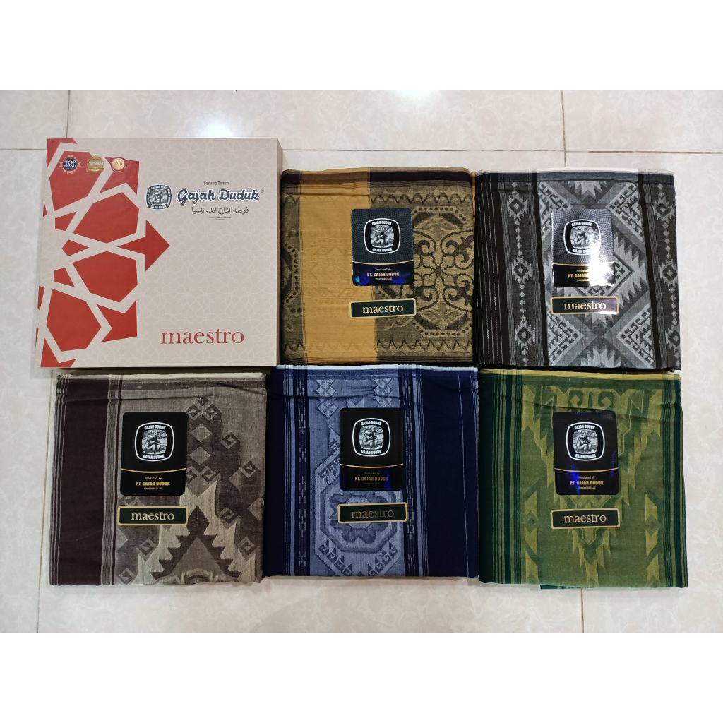 ผ้าโสร่งผู้ชายตราGajah duduk maestroลายใหม่เย็บแล้ว ซับน้ำไม่ลื่น