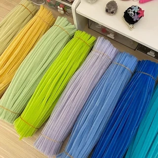 【100pcs】เซทลวดกำมะหยี่ หนาขึ้น ลวดกำมะหยี่ DIY ยาว 30ซม.สีสันสดใส ทำงานฝีมือ ทำดอกไม้