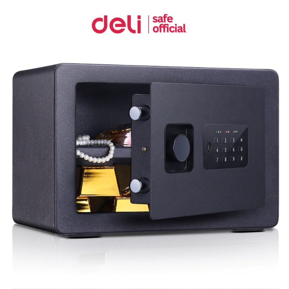 Deli ตู้เซฟ ตู้เซฟนิรภัย สีป้องกันสนิม ล็อค2ชั้น ป้องกันหนาแน่น ทนทาน รับประกัน 1 ปี Safe Box