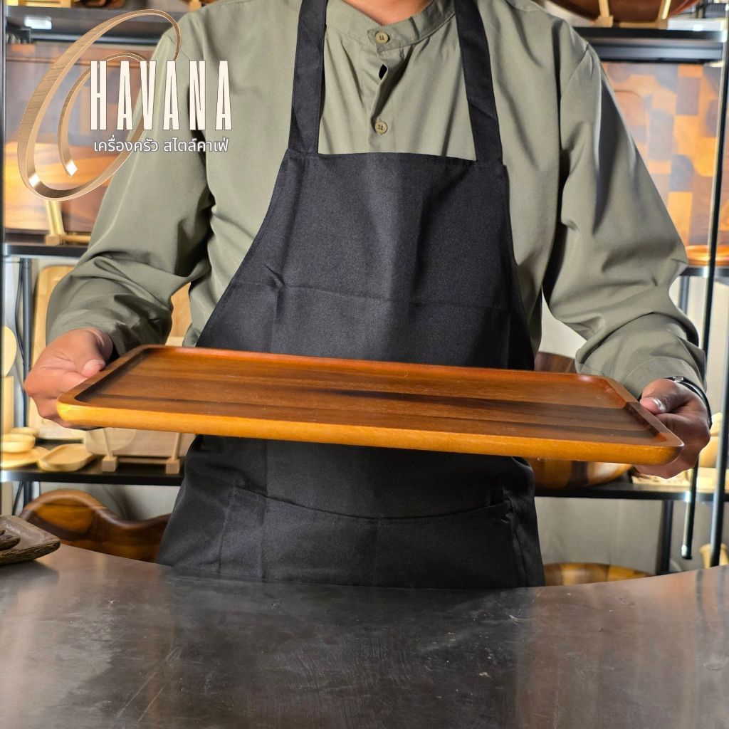 ถาดเหลี่ยมไม้ฉำฉาขนาด 12x16 นิ้ว ดีไซน์เรียบหรูและอบอุ่น เหมาะสำหรับการจัดเสิร์ฟอาหารหรือขนม E638