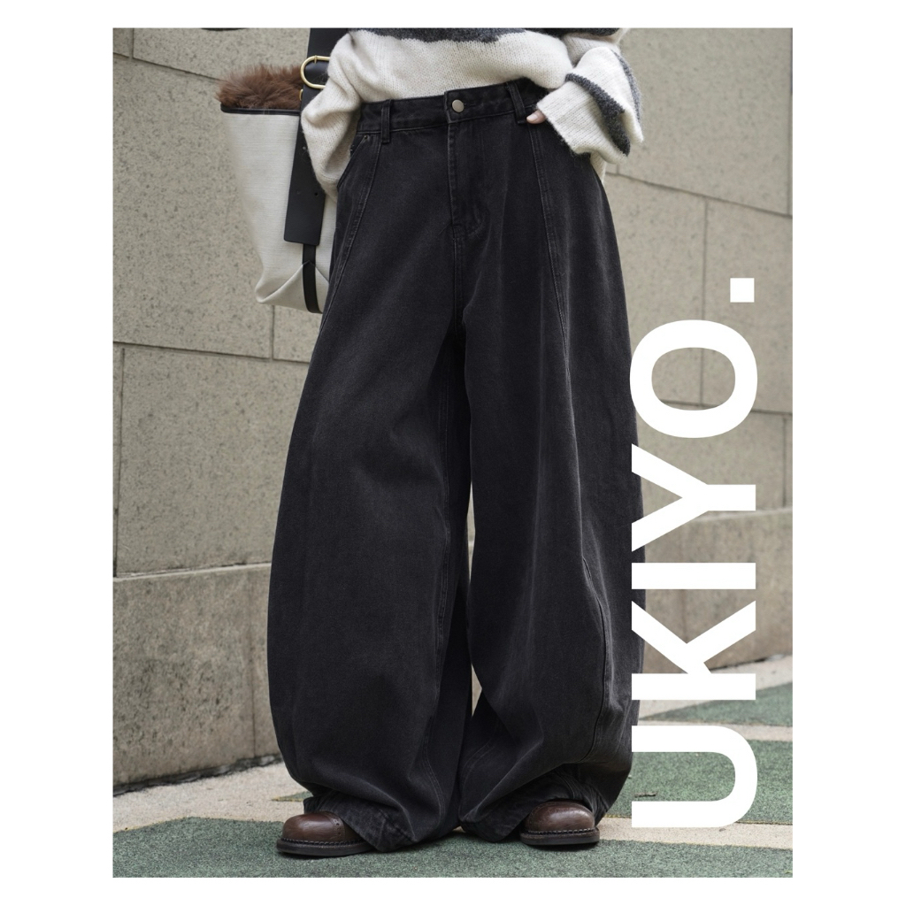 Mokutan Jeans กางเกงยีนส์ทรงบอลลูน baggy jeans ยีนส์สไตล์มินิมอล