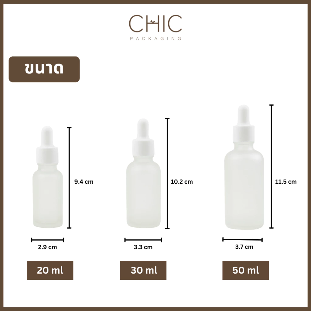 ขวดหยดแก้วสีขาวหมอก ขนาด5/10/15/20/30/50ml ขวดดรอปเปอร์ ใส่เซรั่ม ใส่น้ำมันหอมระเหย Frosted Glass thumbnail 7