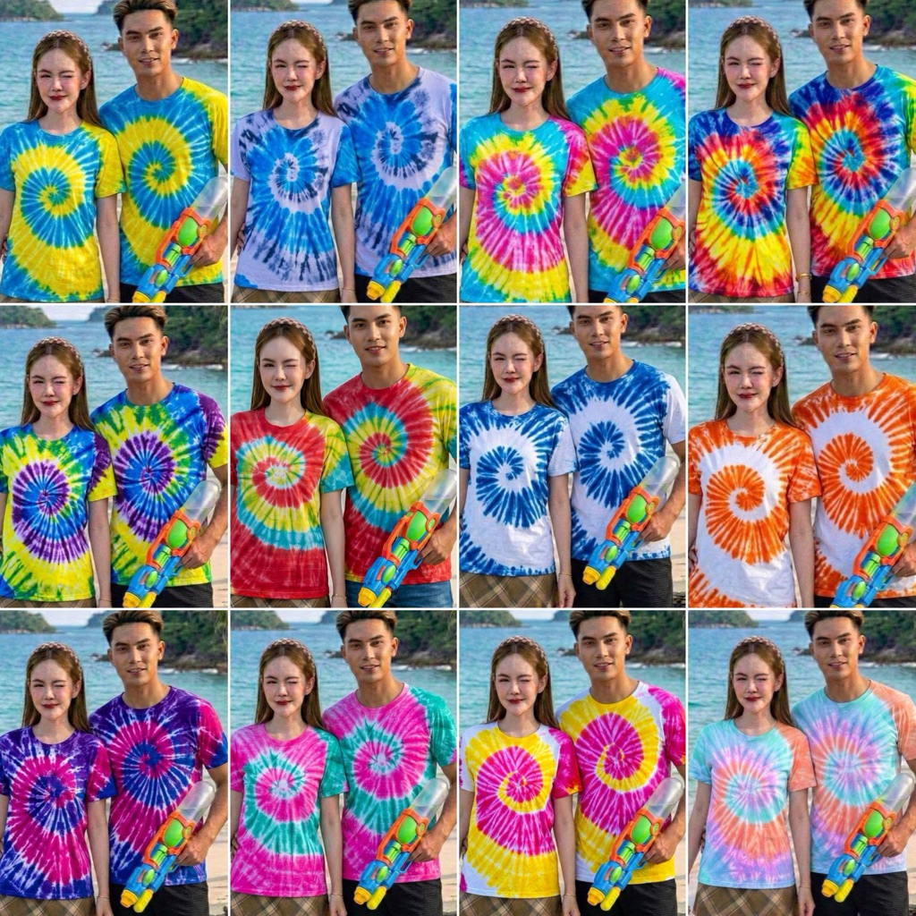 เสื้อยืดมัดย้อม เด็ก-ผู้ใหญ่  S-5XL ยอดฮิต เสื้อมัดย้อมผ้าฝ้าย นุ่ม ใส่สบาย Cotton 100 % ใส่ได้ทั้งครอบครัว พร้อมส่ง 🚚