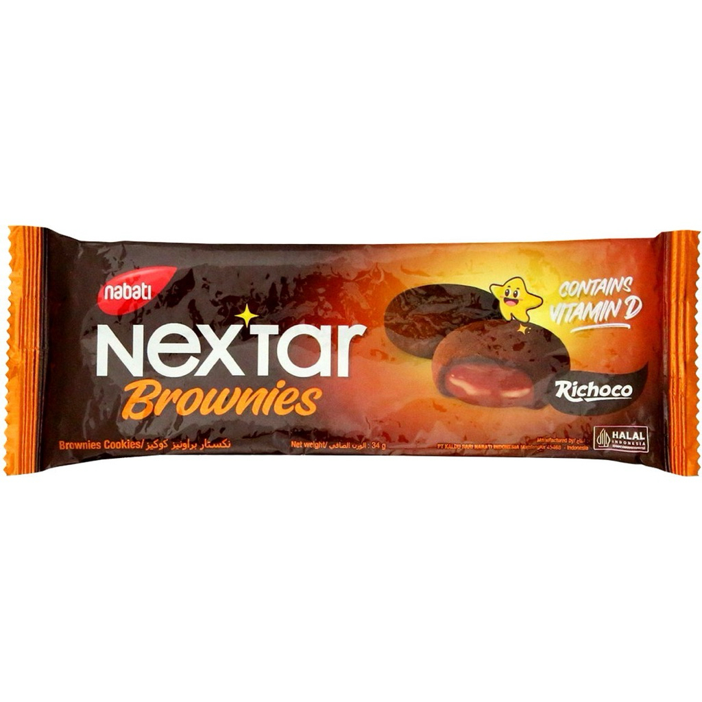 F Nextar brownies 34 g. คุกกี้ รสช็อกโกแลตบราวนี่ ไส้ช็อกโกแลตเยิ้ม fl