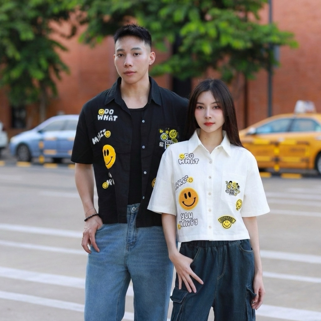 BACKTOBAZIX - UNCOMMON CROPPED SHIRT - เสื้อเชิ้ตทรงครอป Playful Style (LIMITED)
