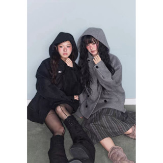 (C354) Bergen Wool Hoodie Coat ~ เสื้อโค้ทผ้าวูลผสมขนาดฟรีไซ…