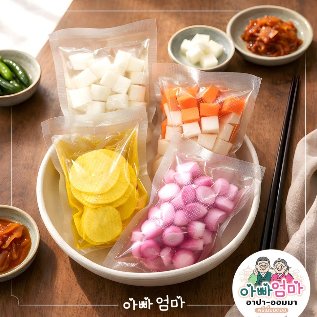 หัวไชเท้าดองเกาหลี เครื่องเคียงเกาหลี 100g / หัวไชเท้าหั่นเต๋า / หอมแดงดอง / ไชเท้าแครอทดอง / ทันมูจิ กรอบอร่อย