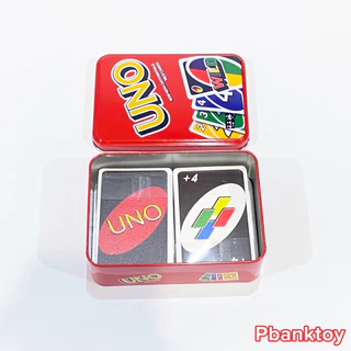 การ์ด UNO กล่องเหล็กอย่างดี รุ่น WLD 108 เกมการ์ด Pbanktoy