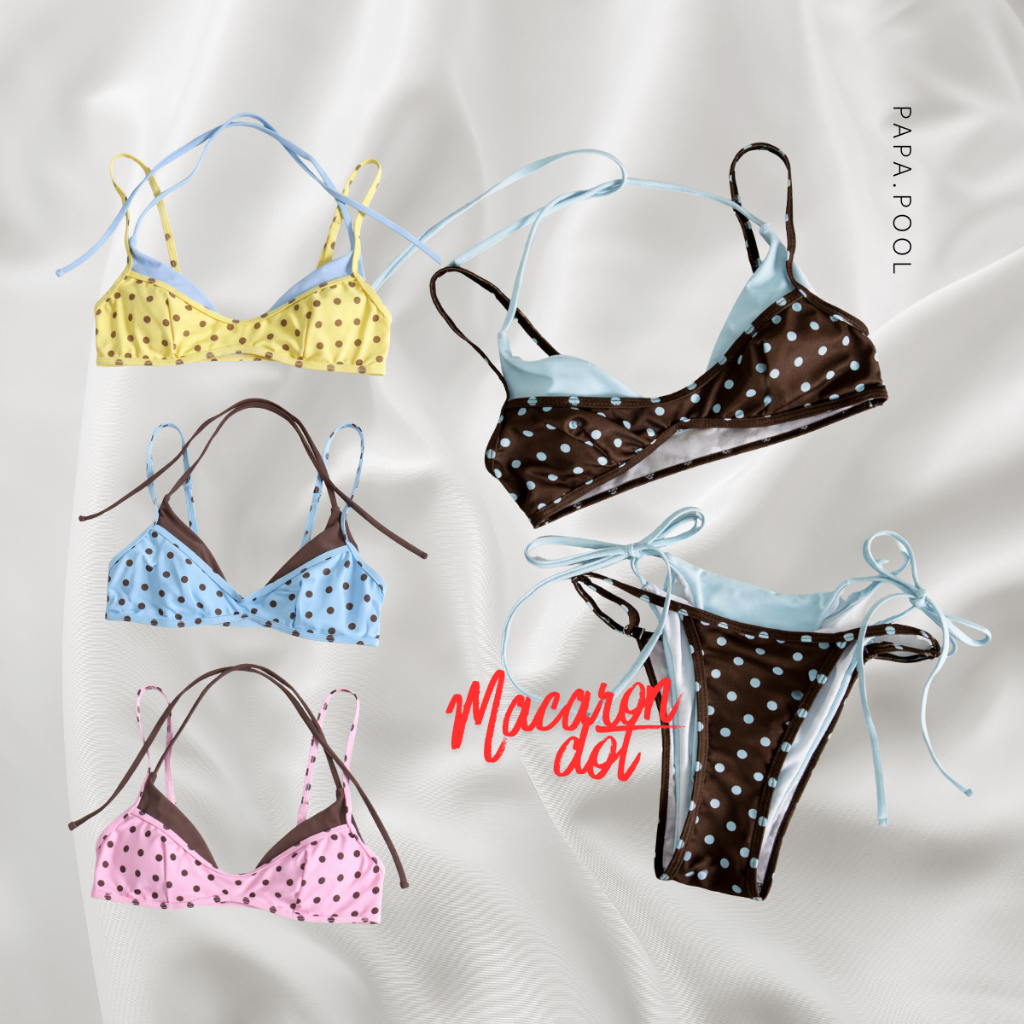 Macaron Dot bikini Two-Layers Bikini ชุดว่ายน้ำสองชั้นลายจุด มี 5 สี