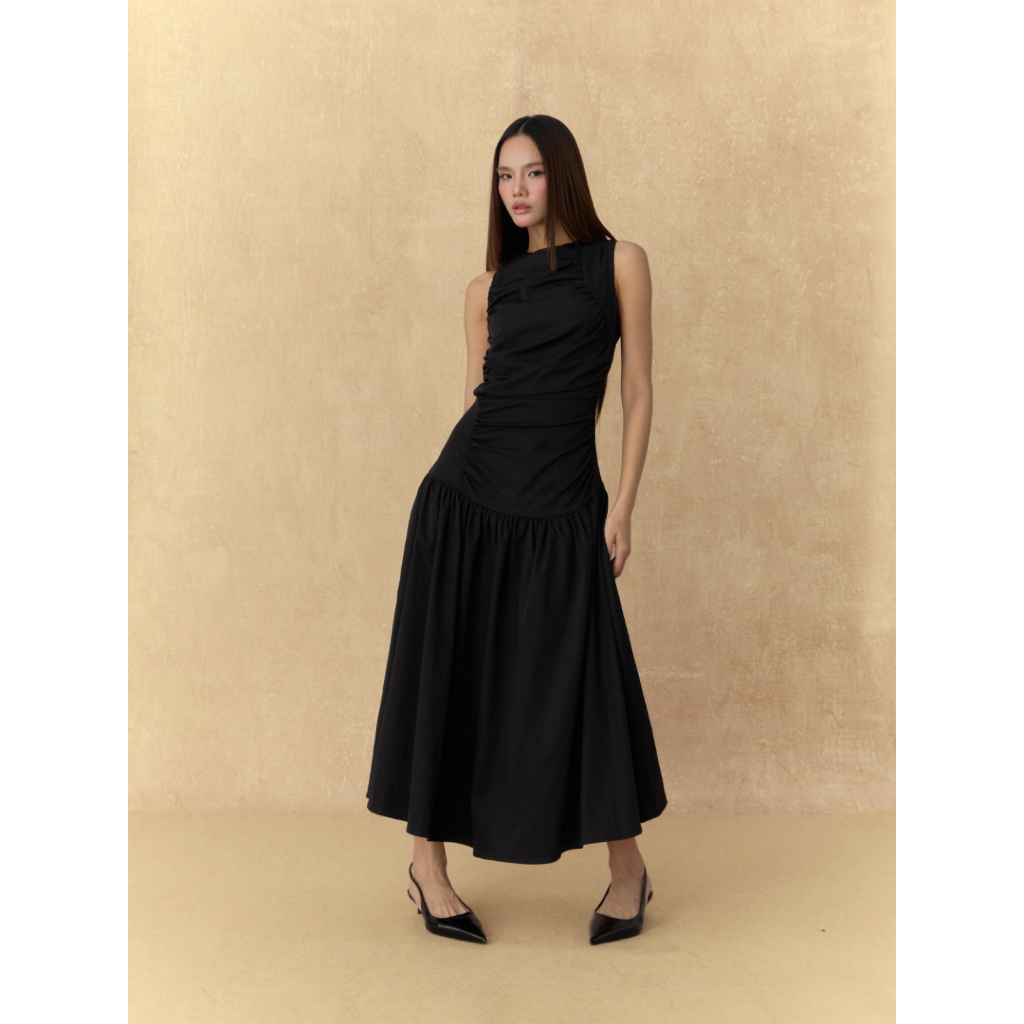 Junes Hope - Elise Dress เดรสสีดำ เดรสสีขาว ชุดสีดำ ชุดสีขาว ชุดทำงาน เดรสทำงาน เดรสยาว