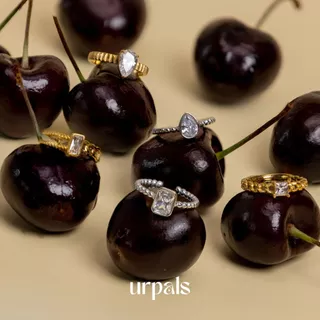 URPALS แหวน Stainless ชุบทอง18K ฝังเพชร CZ High Quality งานเรียบหรู ใส่ได้ทุกวัน แมทได้ทุกลุค