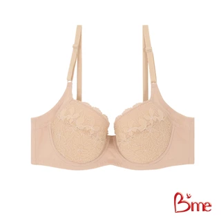 B'me เสื้อชั้นในมีโครง level 1 ฟองบาง รุ่น ME1C68 สีนู้ด สีกรม (ลูกไม้ลาย Butterfly) เข้าคู่กางเกงใน ME7A1K