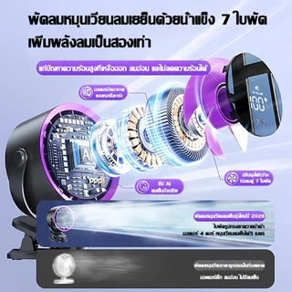 【คลายร้อนทันที】60000mAh พัดลมพกพา พัดลมตั้งโต๊ะ 7ใบ ลมเร็ว100ระดับ ลมแรง เสียงเงียบ พัดลมไร้สาย Desktop Fan
