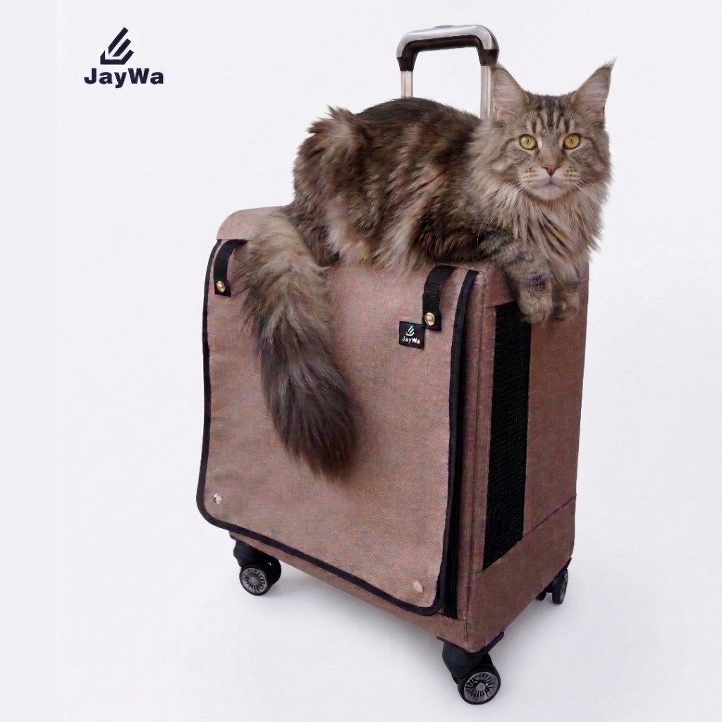 JAYWA   กระเป๋าแมวล้อลากหมุน 360องศาใส่แมวใหญ่xl เมนคูน แมว2ตัว ใส่หมาเล็กชิวาว่า ใช้ในคอนโดไปหาหมอ