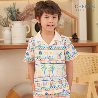 Chelsee เสื้อเชิ้ตฮาวาย กางเกงขาสั้น ธีมทะเล 100%Cotton เด็กผู้ชาย อายุ 1.5-10 ปี เสื้อผ้าเด็กโต รุ่น 128254/128248