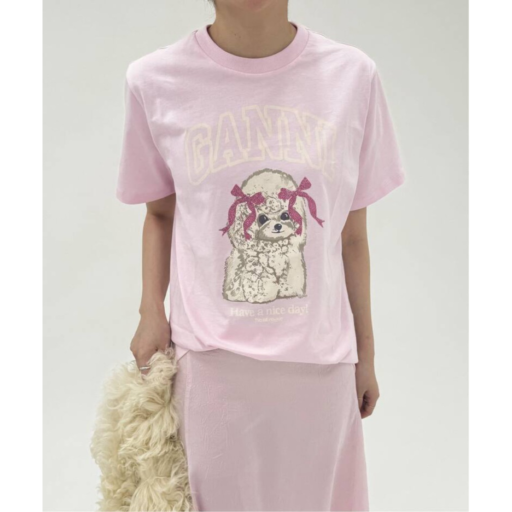 (ขายแต่ของแท้) Gani Pink Poodle Short Sleeve T-Shirt A1050062 86