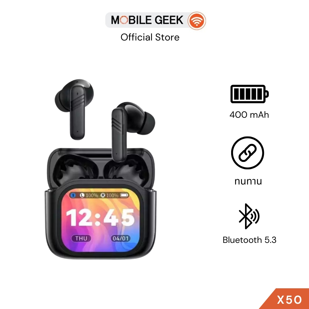 XO รุ่น X50 หูฟังบลูทูธ Bluetooth 5.3 หน้าจอLCD แสดงแบตเตอรี่ ตัดเสียงรบกวน Dual Mic ENC เสียง Hi-Fi