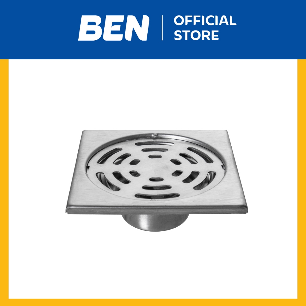 BEN J1012-J22556 ตะแกรงน้ำทิ้งพื้น ป้องกันกลิ่น ป้องกันเส้นผมตกลงท่อน้ำทิ้งไม่ตัน วัสดุสแตนเลส 304 MATT ทนทานไม่เป็นสนิม