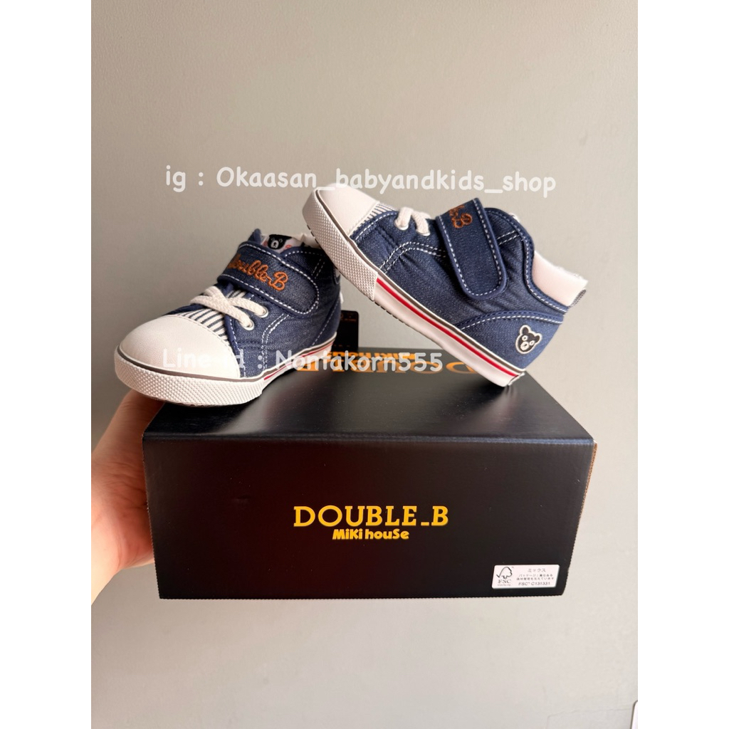 พร้อมส่ง 🇯🇵 รองเท้ามิกิเฮ้าส์ mikihouse double b shoe size 15.5 cm ใหม่ป้ายห้อย พร้อมกล่องตรงรุ่น