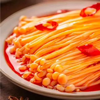 เถ้าแก่เนี้ย เห็ดเข็มทอง รสเผ็ด หอม อร่อย เผ็ดน้อย