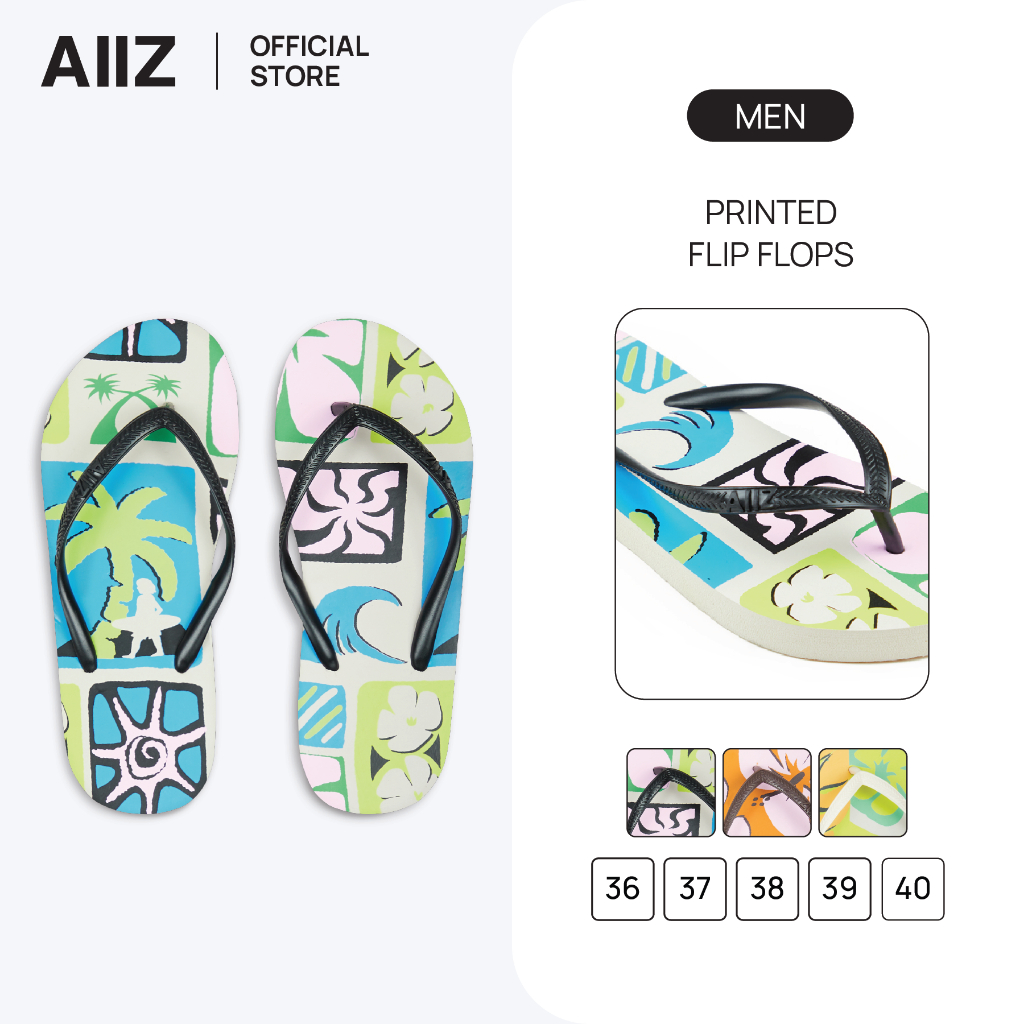 AIIZ รองเท้าแตะ พิมพ์ลาย Printed Flip Flops
